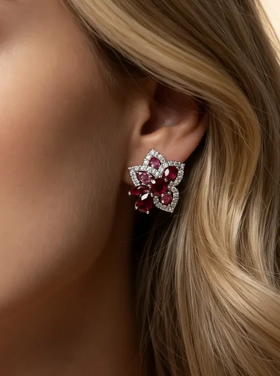 Brinco Flor Rubi Imperial